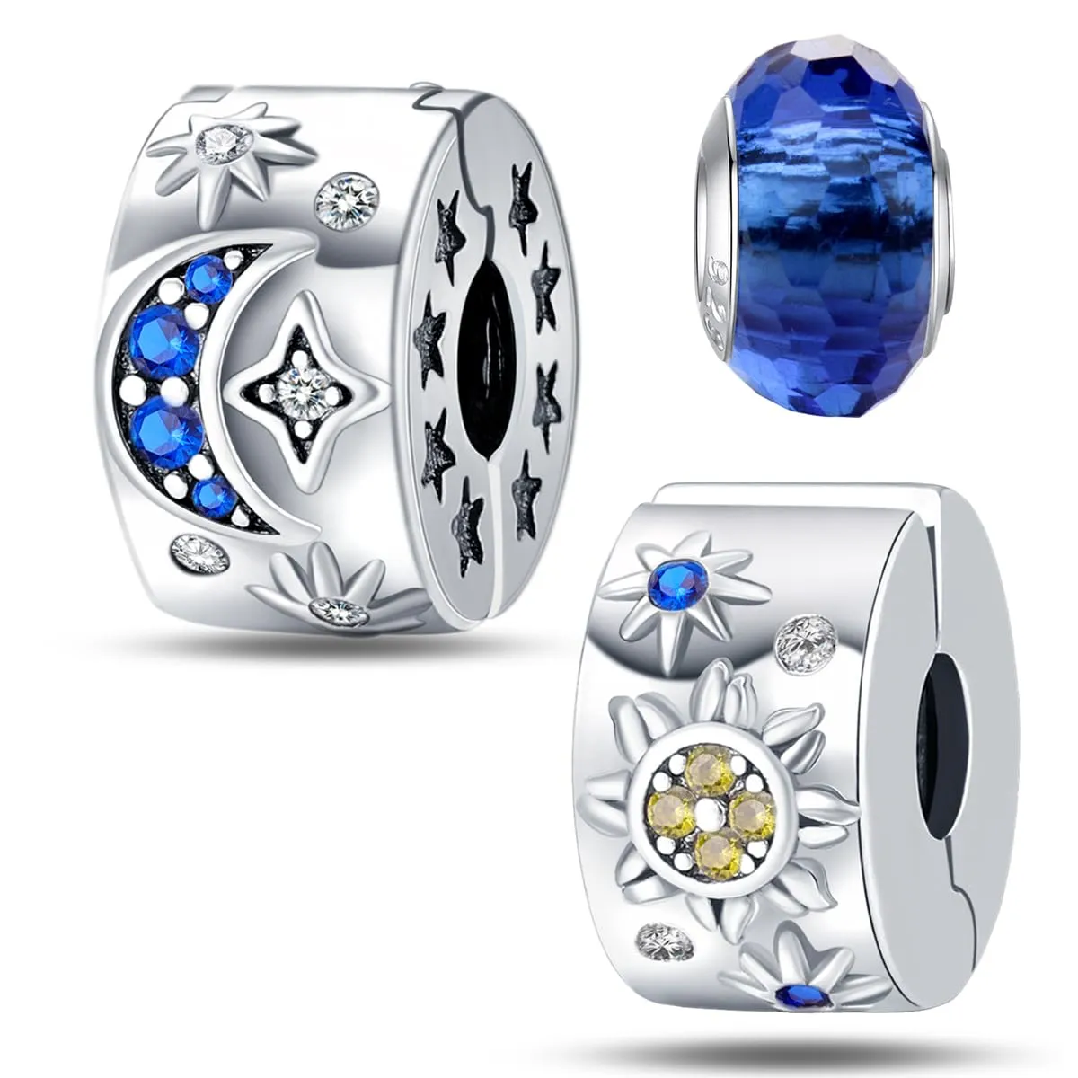 HappyStar charm argento 925,bead charm da donna, ciondolo combinato, I migliori regali per Sorelle e coppie, (perline distanziatrici incluse) - immagine 1