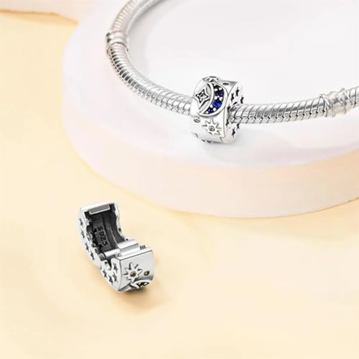 HappyStar charm argento 925,bead charm da donna, ciondolo combinato, I migliori regali per Sorelle e coppie, (perline distanziatrici incluse) - immagine 2