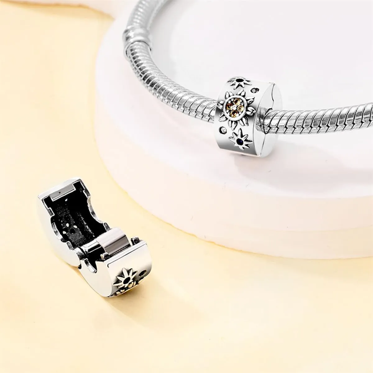 HappyStar charm argento 925,bead charm da donna, ciondolo combinato, I migliori regali per Sorelle e coppie, (perline distanziatrici incluse) - immagine 3