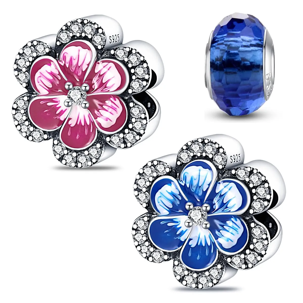 HappyStar charm argento 925,bead charm da donna, ciondolo combinato, I migliori regali per Sorelle e coppie, (perline distanziatrici incluse) - immagine 1