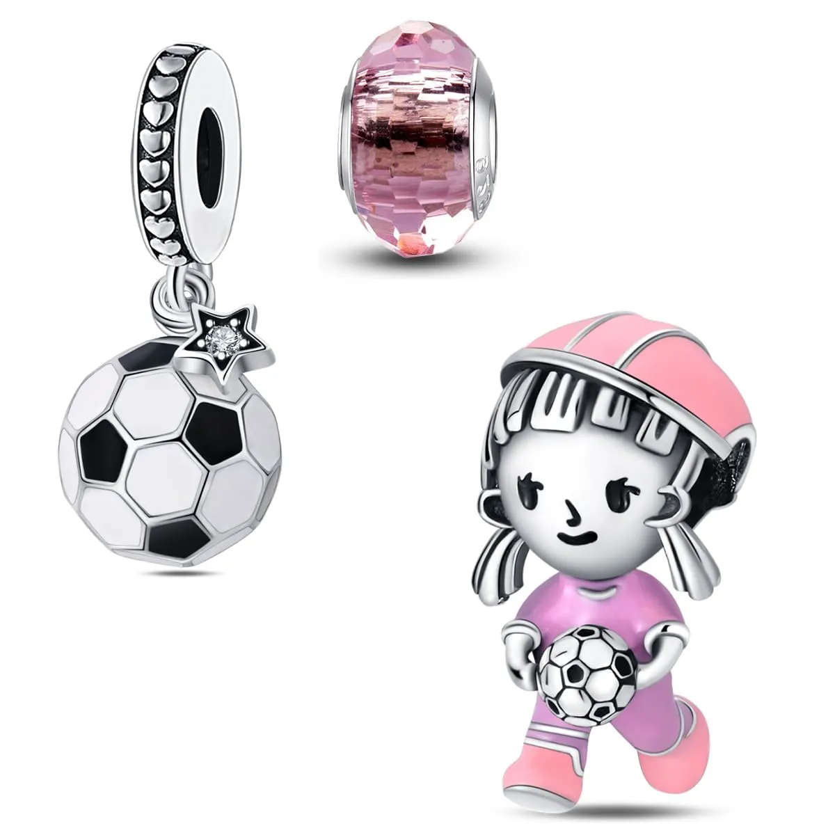 HappyStar charm argento 925,bead charm da donna, ciondolo combinato, I migliori regali per Sorelle e coppie, (perline distanziatrici incluse) - immagine 1