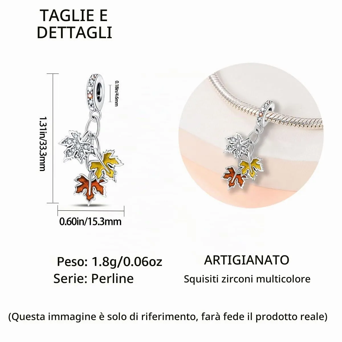 HappyStar charm argento 925,bead charm da donna, ciondolo combinato, I migliori regali per Sorelle e coppie, (perline distanziatrici incluse) - immagine 5