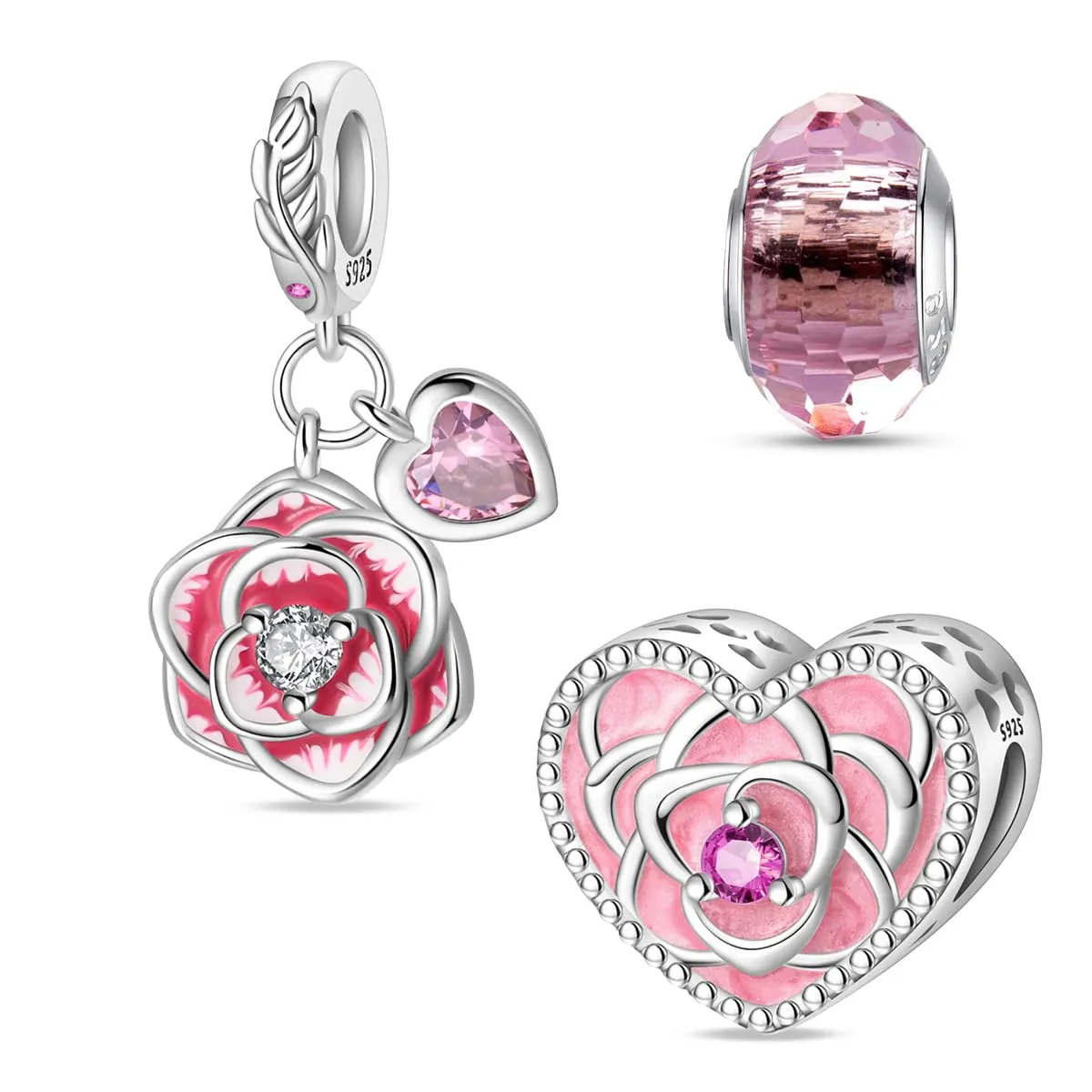 HappyStar charm argento 925,bead charm da donna, ciondolo combinato, I migliori regali per Sorelle e coppie, (perline distanziatrici incluse) - immagine 1