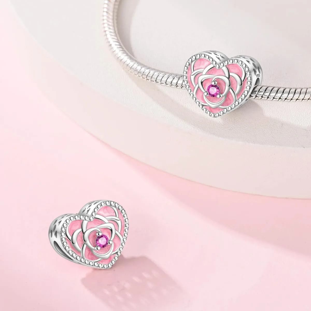 HappyStar charm argento 925,bead charm da donna, ciondolo combinato, I migliori regali per Sorelle e coppie, (perline distanziatrici incluse) - immagine 3