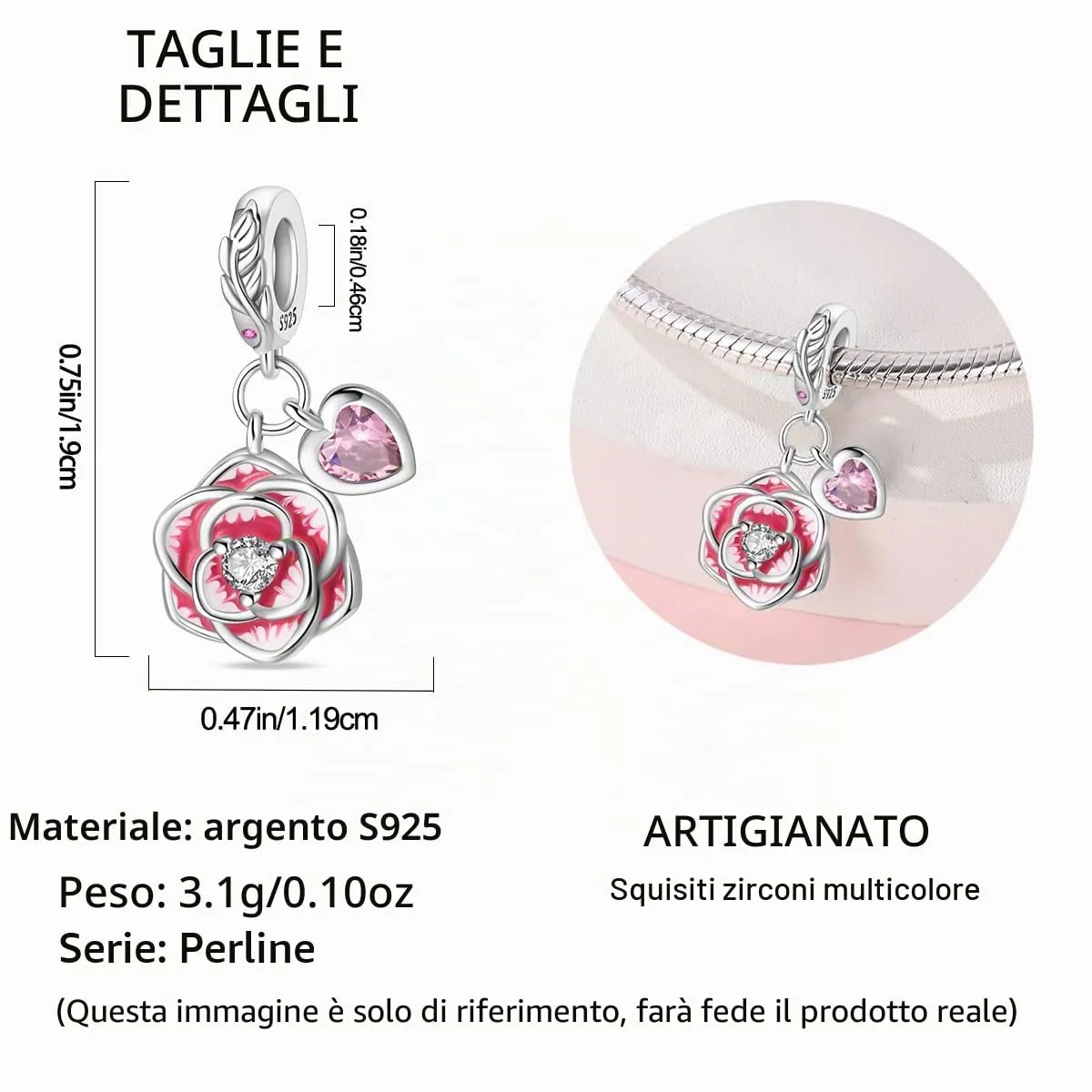 HappyStar charm argento 925,bead charm da donna, ciondolo combinato, I migliori regali per Sorelle e coppie, (perline distanziatrici incluse) - immagine 4
