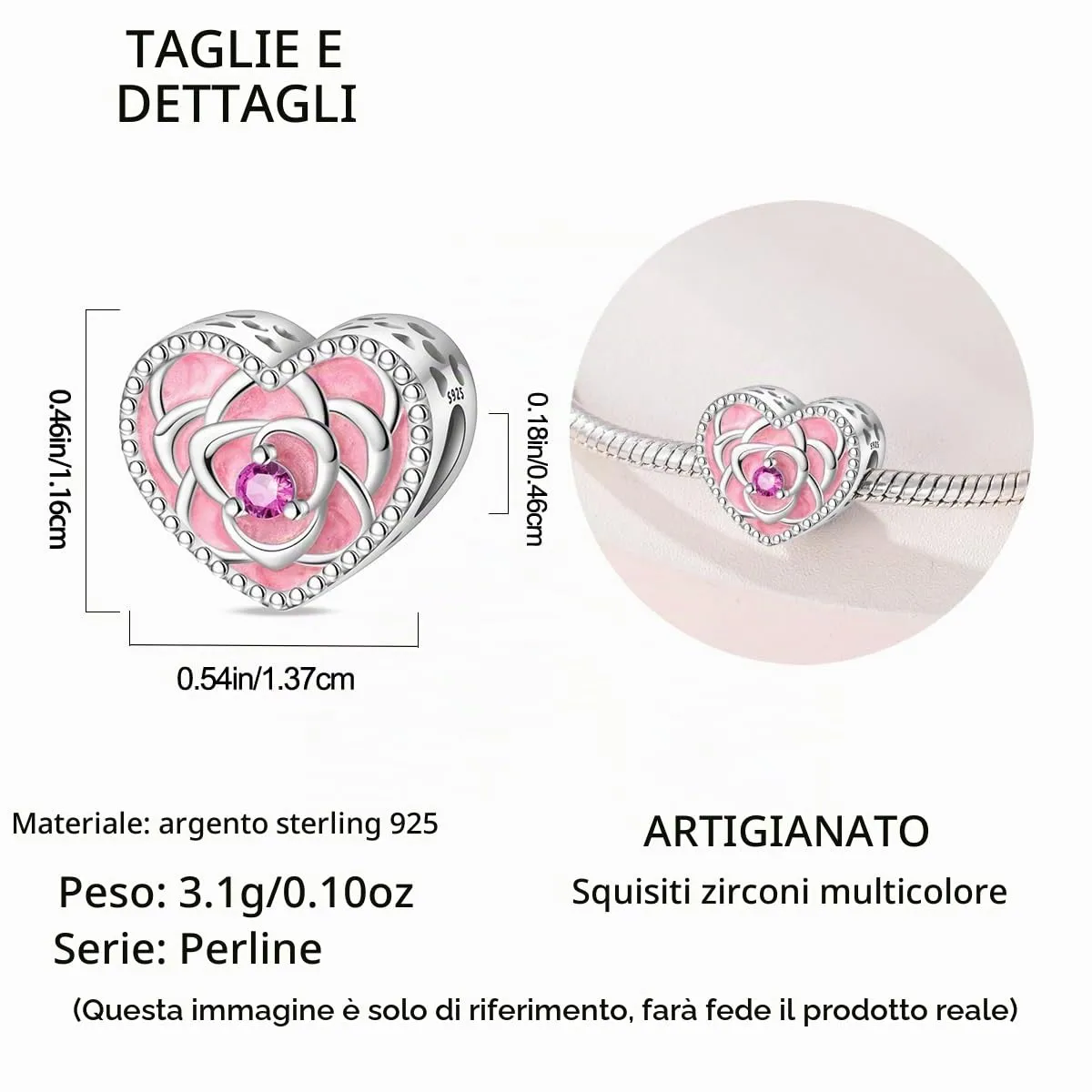 HappyStar charm argento 925,bead charm da donna, ciondolo combinato, I migliori regali per Sorelle e coppie, (perline distanziatrici incluse) - immagine 5
