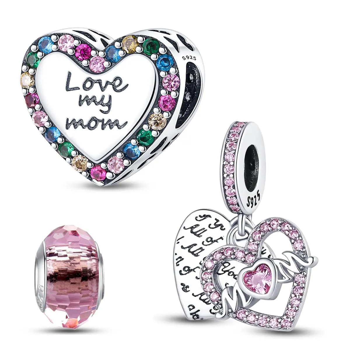 HappyStar charm argento 925,bead charm da donna, ciondolo combinato, I migliori regali per Sorelle e coppie, (perline distanziatrici incluse) - immagine 1