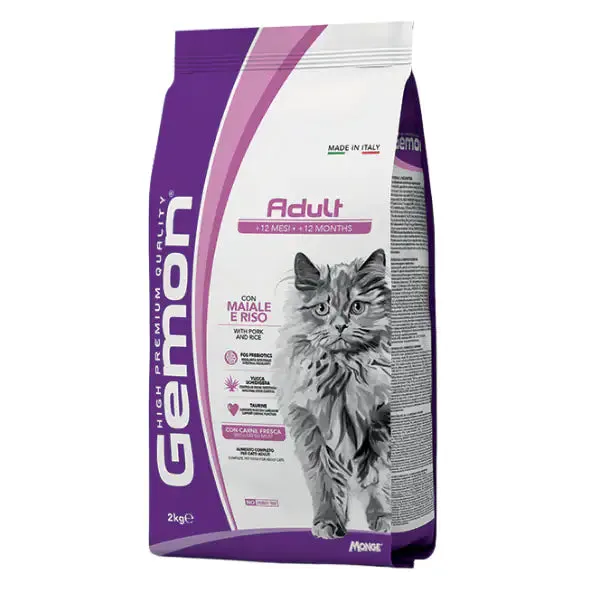 Gemon Cat Adult con Maiale e Riso 2 kg - Croccantini per gatti - immagine 1