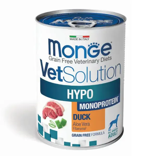 Monge VetSolution Canine Hypo Monoprotein Grain Free 400 gr Anatra - confezione da 6 pezzi - Umido monoproteico cane - immagine 1