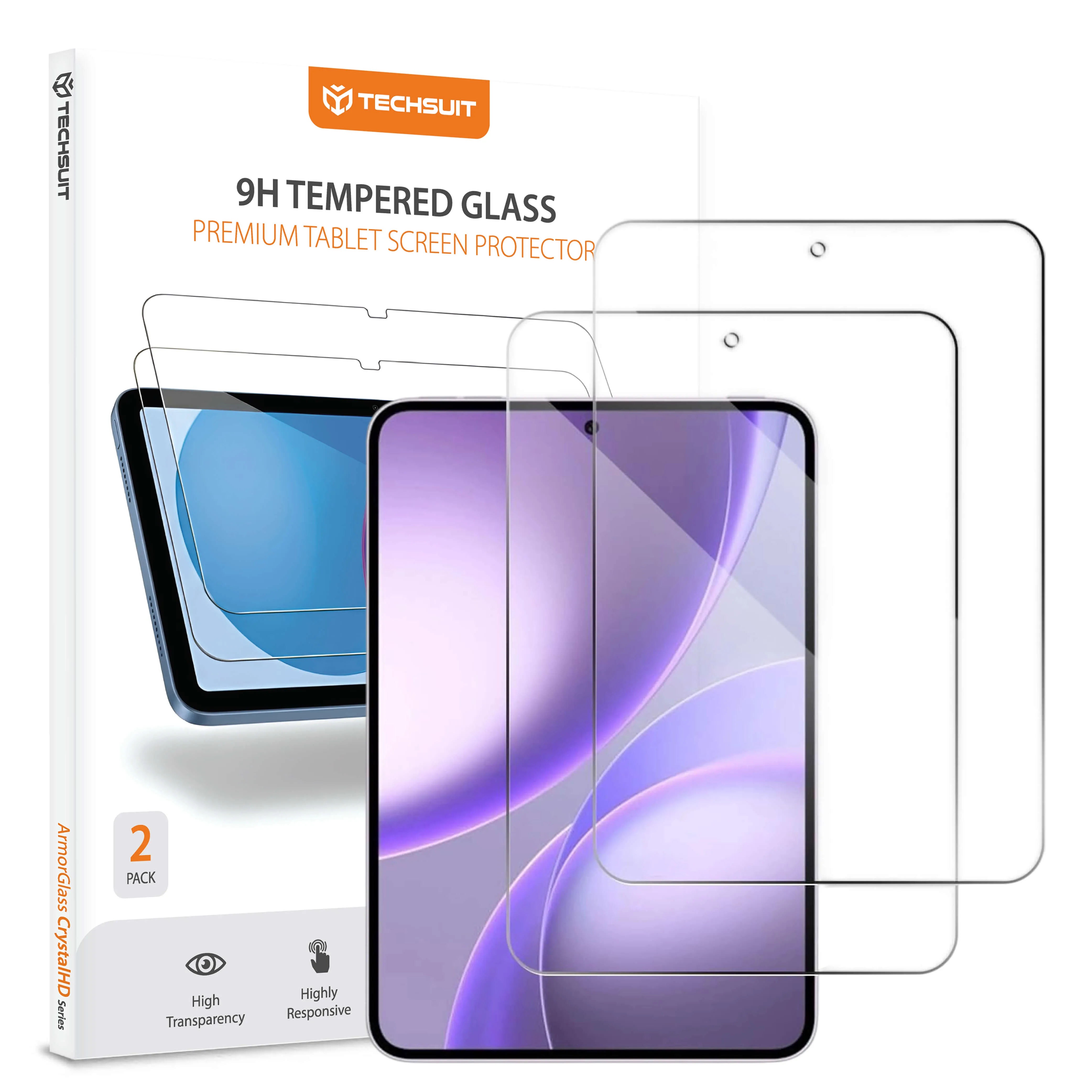 Pellicola protettiva per schermo Techsuit ArmorGlass CrystalHD per Oppo Pad Mini, vetro temperato, adesivo completo, set da 2 pezzi - immagine 1
