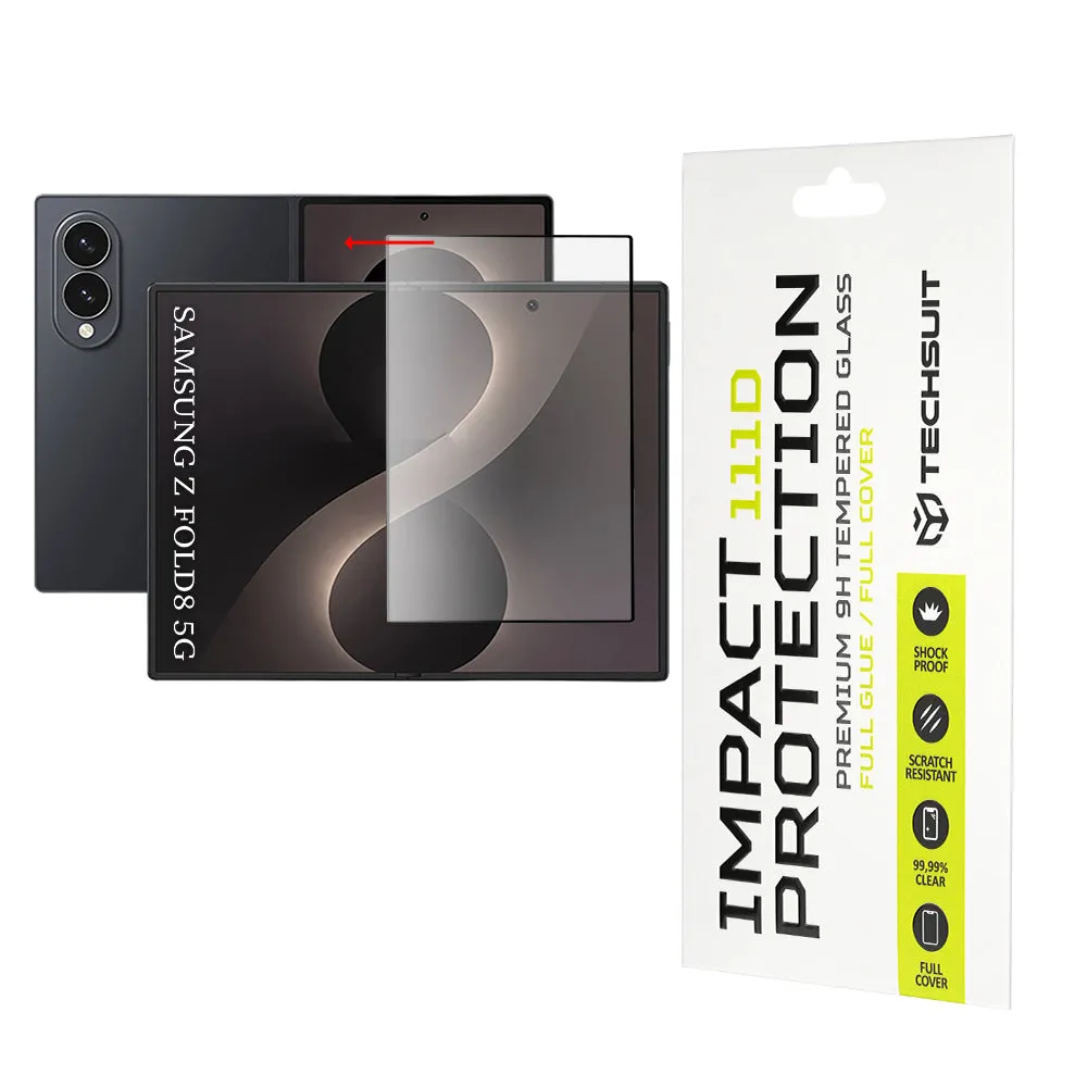 Pellicola protettiva per schermo interno Techsuit per Samsung Galaxy Z Fold8 F971, vetro temperato, Full Glue, 111D, nero - immagine 1