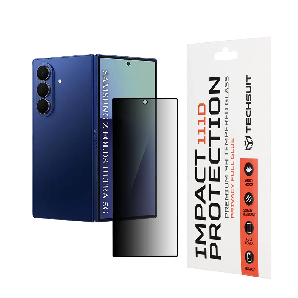 Pellicola protettiva per schermo esterno Privacy Techsuit per Samsung Galaxy Z Fold8 Ultra F976, vetro temperato, Full Glue, 111D - immagine 1