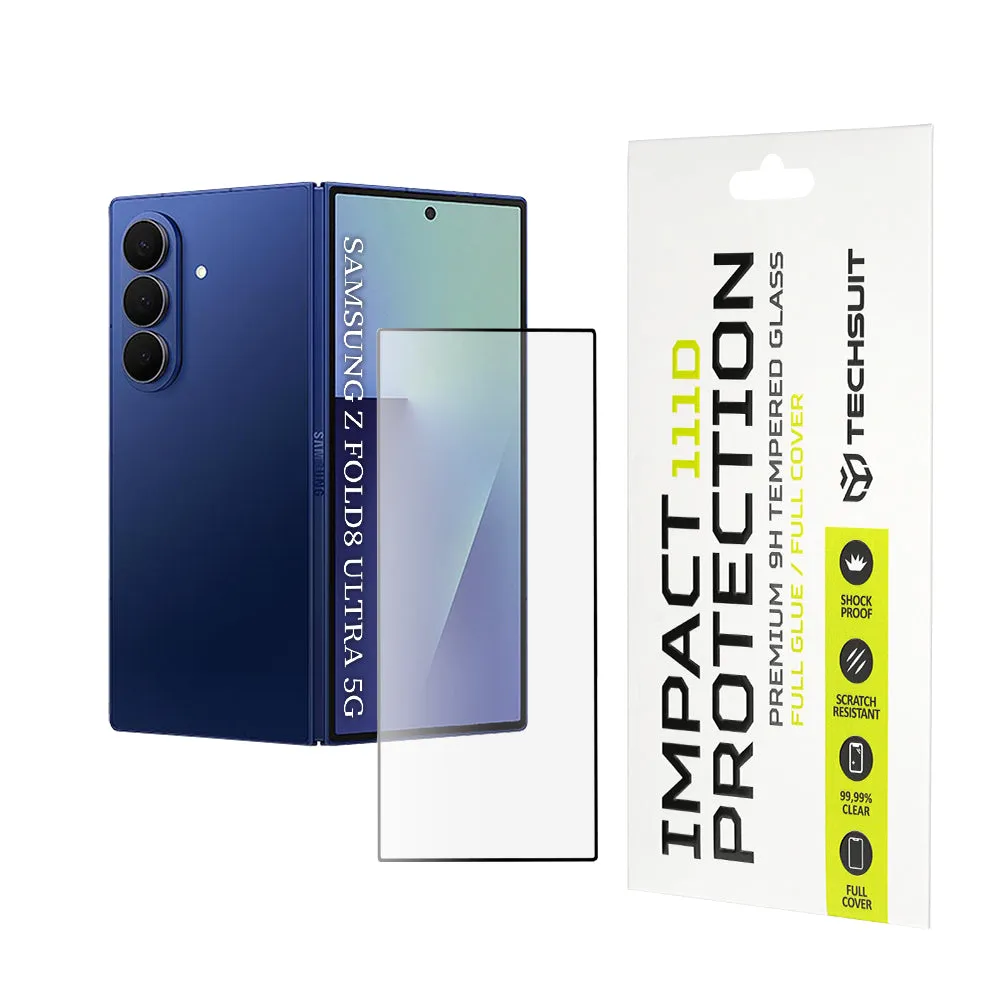 Pellicola Protettiva per Schermo Esterno Techsuit per Samsung Galaxy Z Fold8 Ultra F976, Vetro Temperato, Full Glue, 111D, Nero - immagine 1
