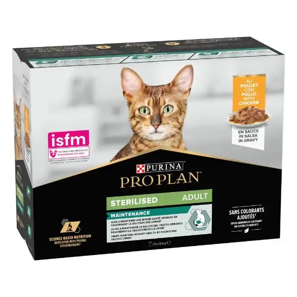 Purina Pro Plan Cat Adult Sterilised Maintenance Multipack in salsa 10x85g Pollo - immagine 1