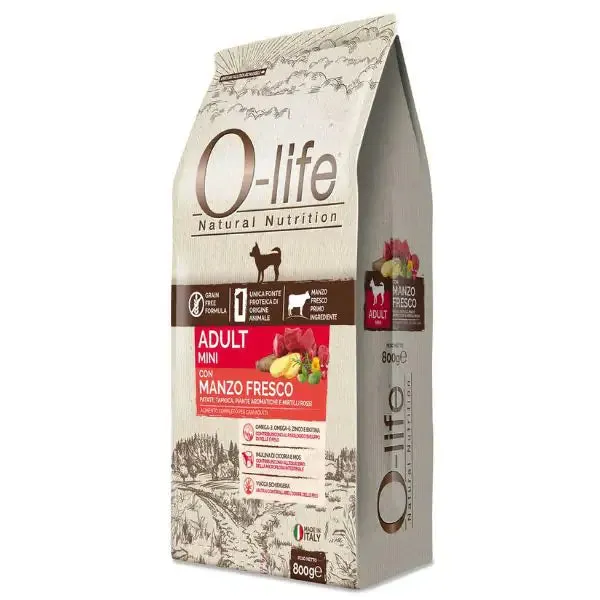 O-life Dog Grain Free Adult Mini Manzo fresco 800 gr - Croccantini per cani - immagine 1