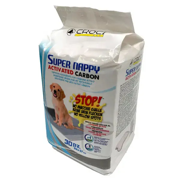 Tappetini Igienici Super Nappy Carbone Attivo Croci 30 pezzi 84x57 cm - immagine 1