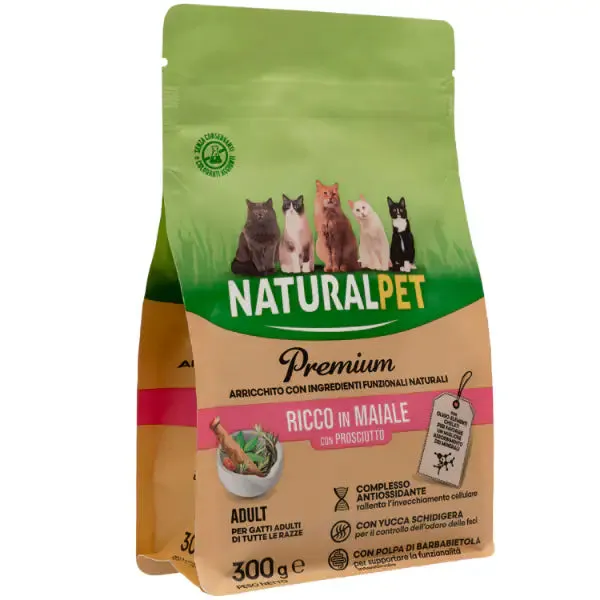 NaturalPet Premium Cat Adult Maiale e prosciutto 300 gr - immagine 1