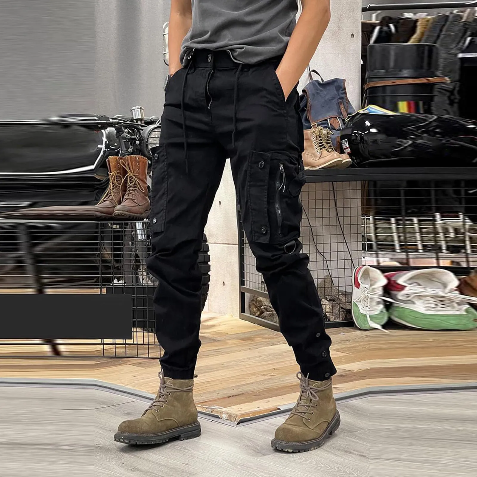 MOKBAY Pantaloni Cargo Uomo, Baggy Slim Fit Militari Sportivi Trekking Tasche da Lavoro, Cargo Montagna Caccia Running Moto Lavoro Pantaloni Moto Uomo, XXL - immagine 3