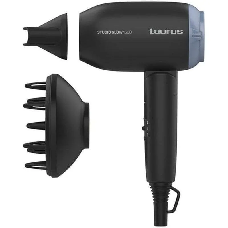 Phon da Viaggio Pieghevole Taurus Studio Glow 1500 1400W 3 Temperature 2 Velocità Nero - immagine 1