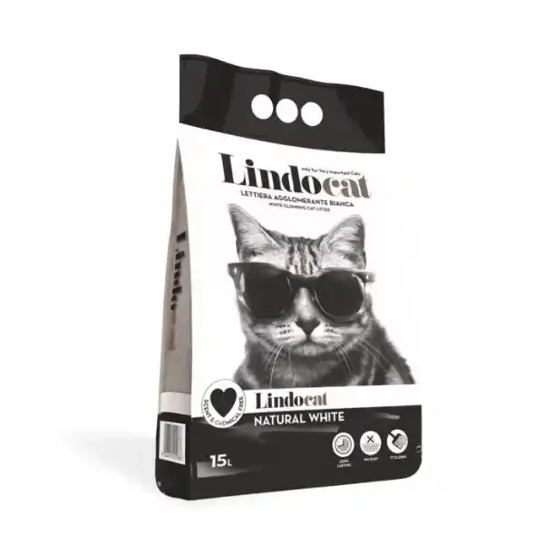 Lindocat Natural White lettiera agglomerante in bentonite bianca senza profumazione 15 lt (14 kg) - Lettiera agglomerante - immagine 1