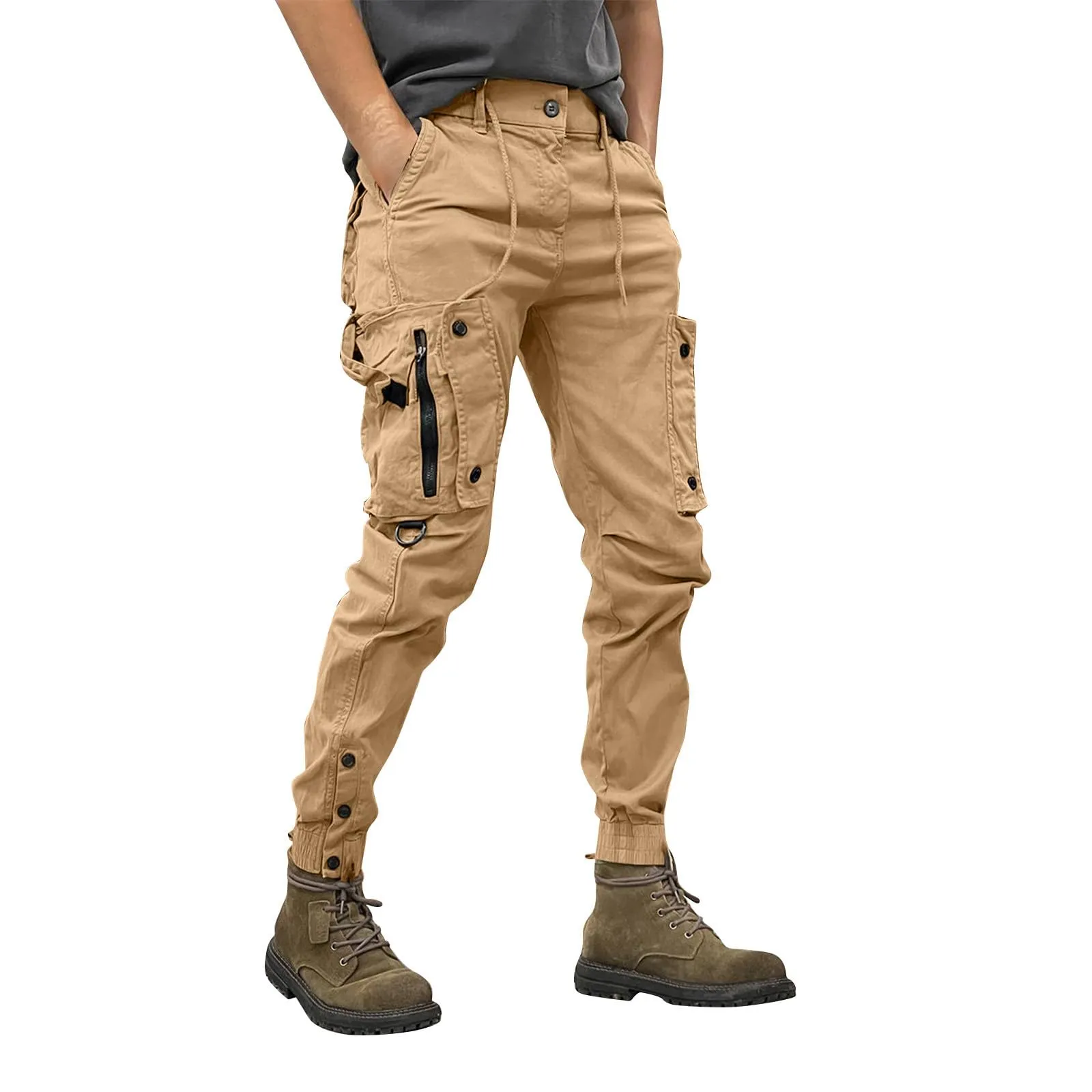 MOKBAY Pantaloni da Lavoro Uomo, Impermeabili Tasche Cargo Sportivi Lavoro Pantaloni Caccia, Taglie Forti Abiti Running Officina Trekking Baggy Slim Fit Cargo Uomo, XL - immagine 2
