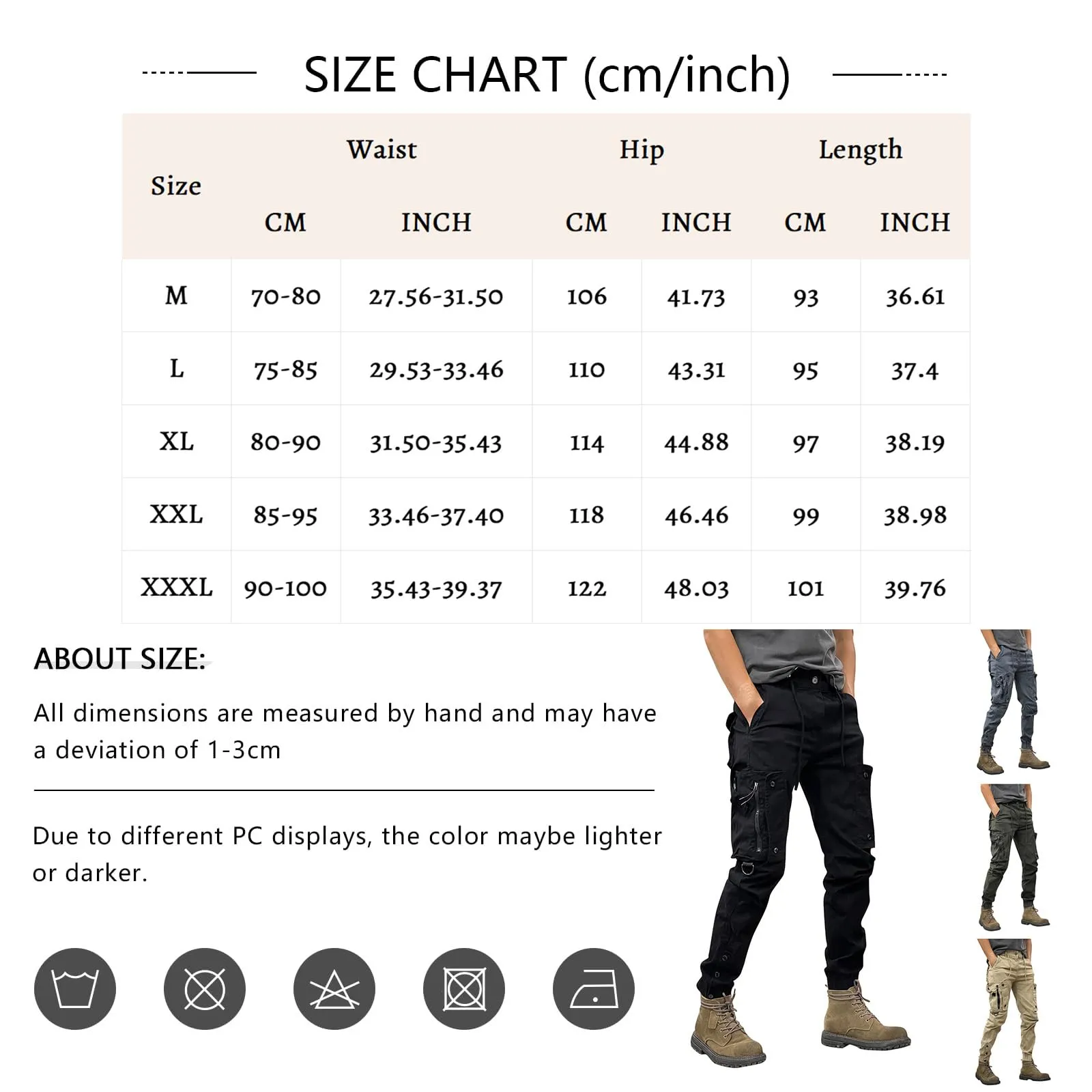 MOKBAY Pantaloni Cargo Uomo, Militare Montagna Casual Moto Officina Trekking Militari Mimetici, Tasche Taglie Forti Larghi Lavoro Laterali Pantaloni Invernali da Lavoro Uomo, XXL - immagine 5