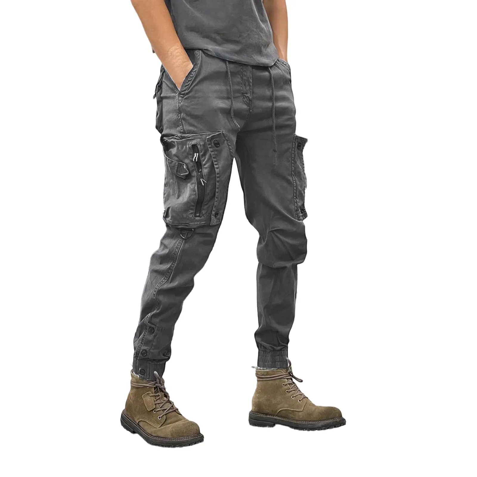 MOKBAY Pantaloni da Lavoro Uomo, Abiti Mimetici Casual Cargo, Edilizia Taglie Forti Moto Cargo Lavoro Tasche Baggy Caccia Trekking Pantaloni Militari Uomo, XL - immagine 4