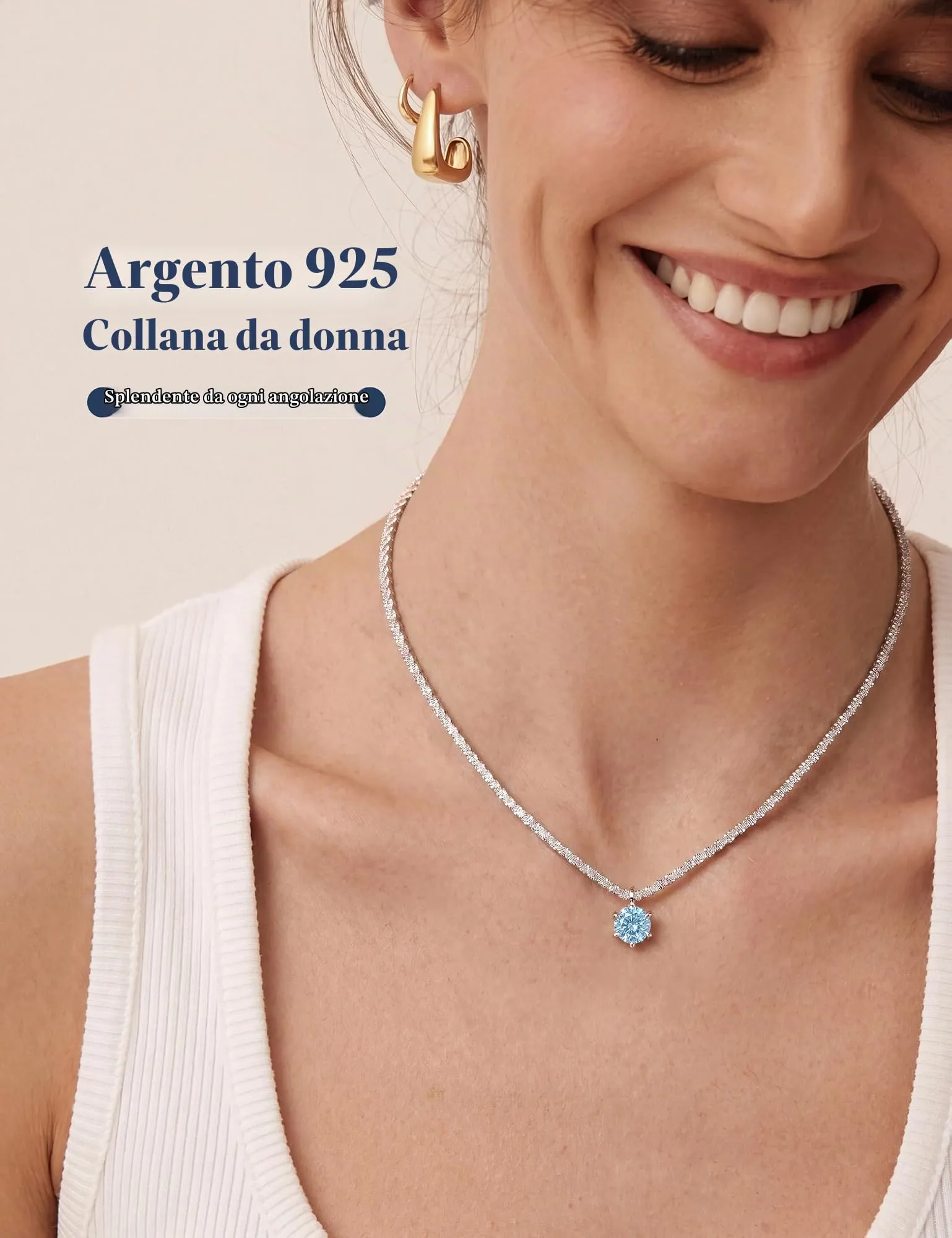 JeweBella Punto Luce Collana Placcato in Argento 925 Donna Ragazza - immagine 4