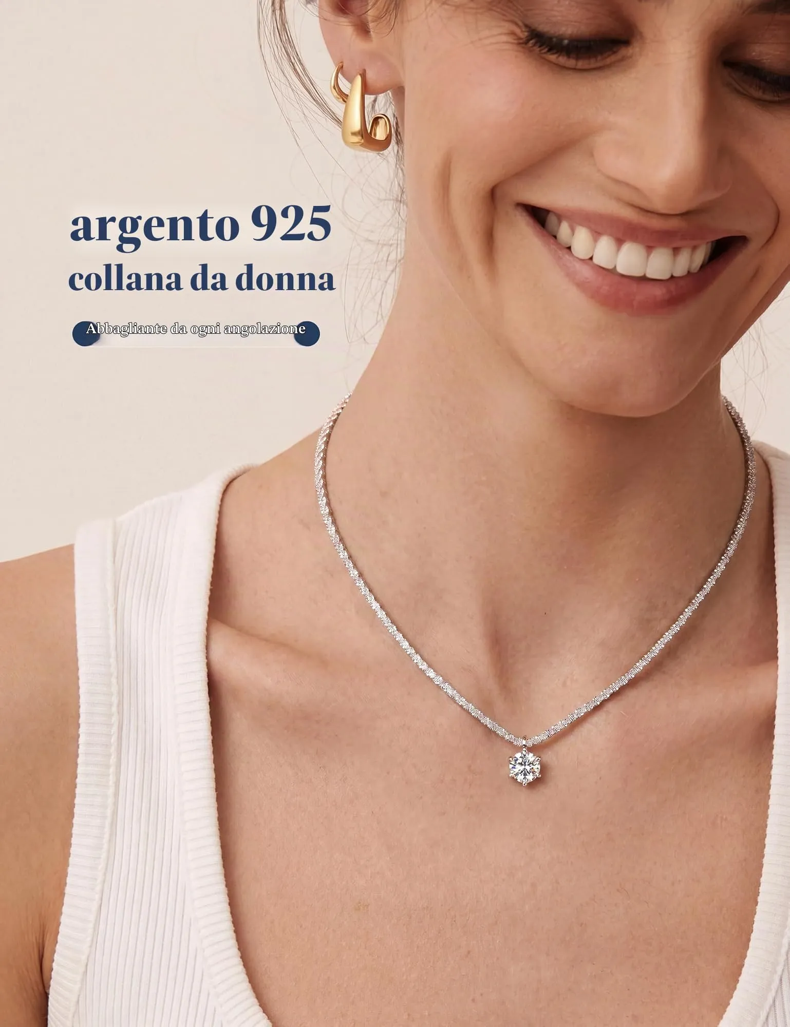 JeweBella Punto Luce Collana Placcato in Argento 925 Donna Ragazza - immagine 4