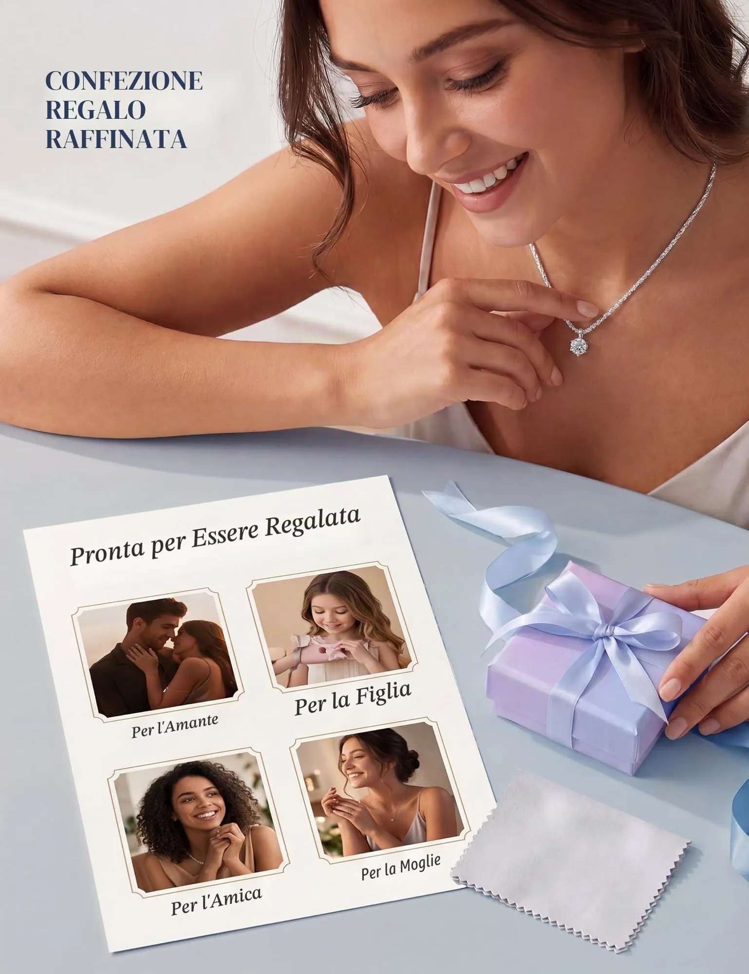 JeweBella Punto Luce Collana Placcato in Argento 925 Donna Ragazza - immagine 5