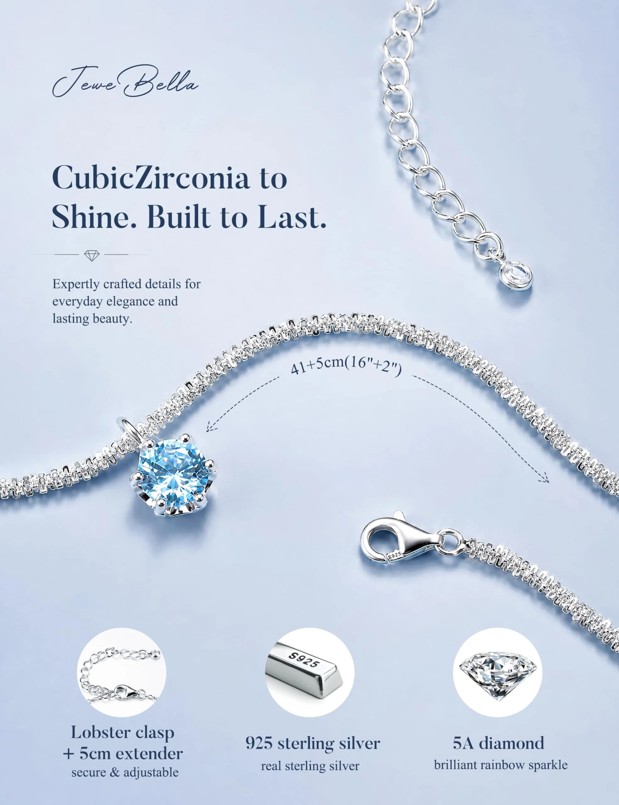 JeweBella Punto Luce Collana Placcato in Argento 925 Donna Ragazza - immagine 2