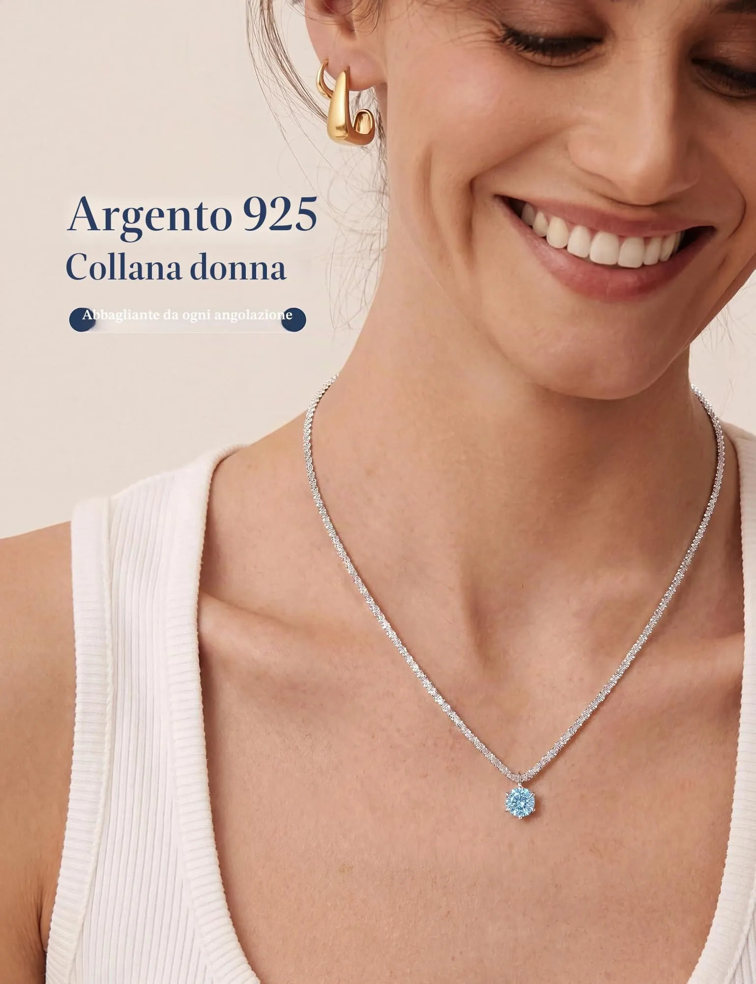 JeweBella Punto Luce Collana Placcato in Argento 925 Donna Ragazza - immagine 4