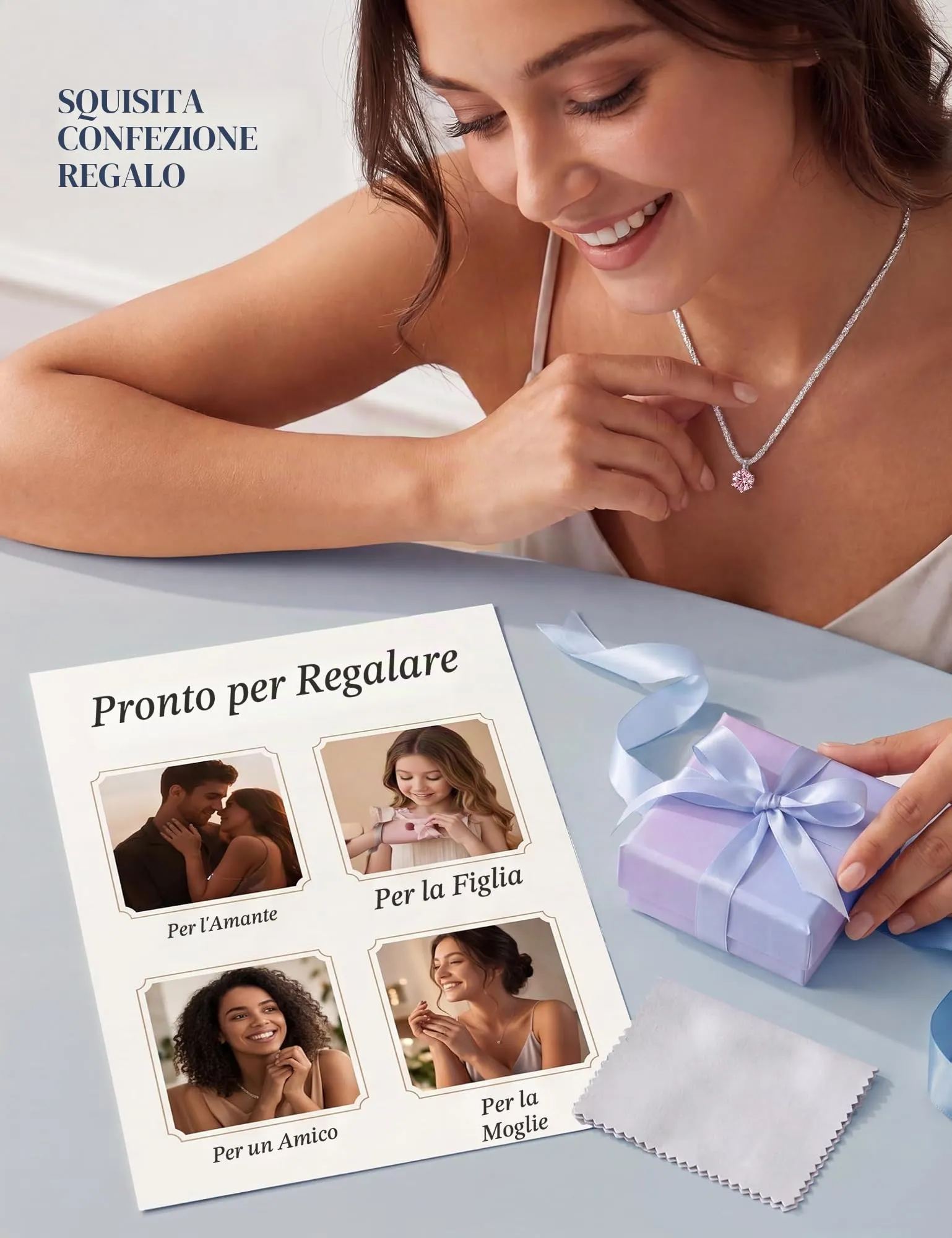 JeweBella Punto Luce Collana Placcato in Argento 925 Donna Ragazza - immagine 5