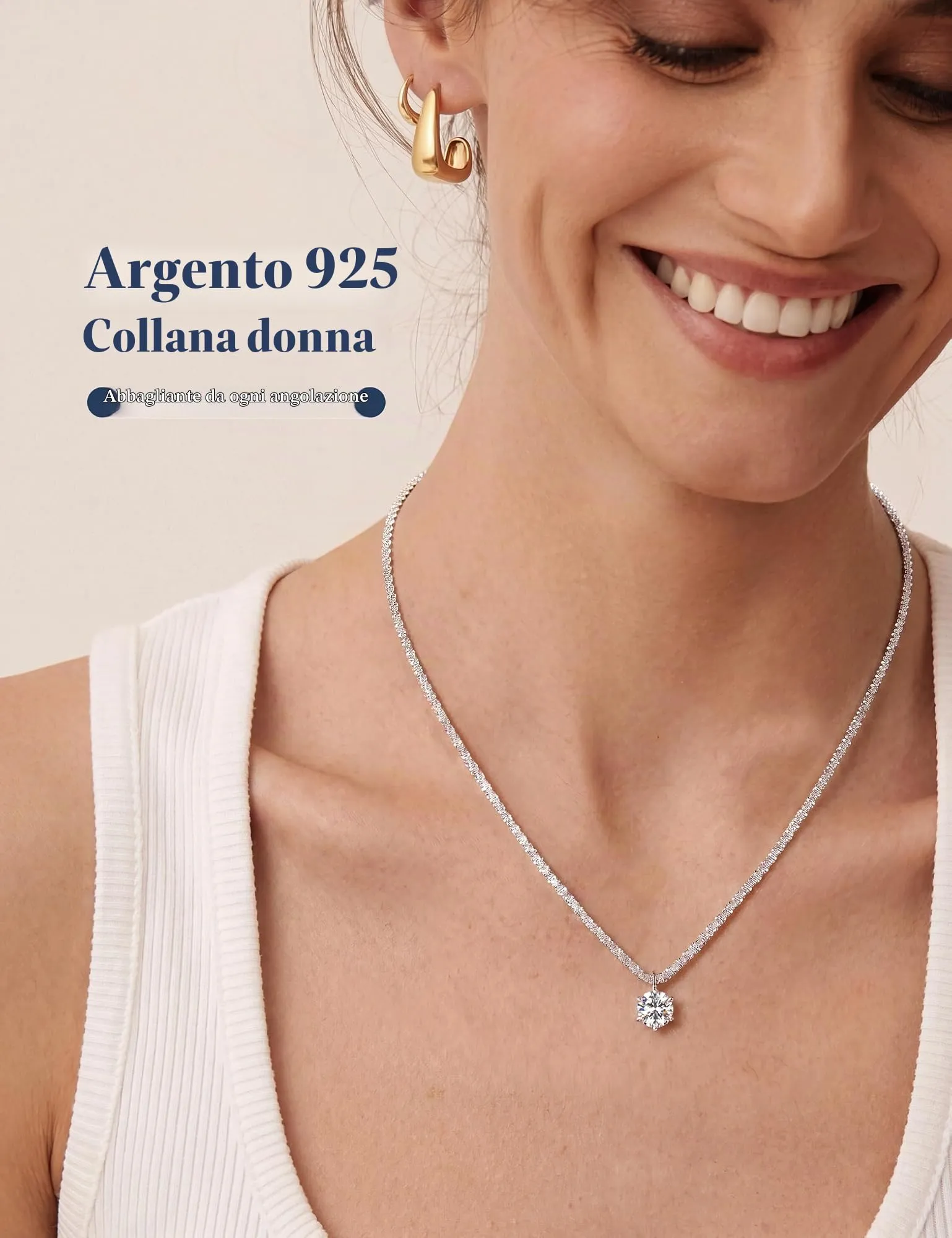 JeweBella Punto Luce Collana Placcato in Argento 925 Donna Ragazza - immagine 4