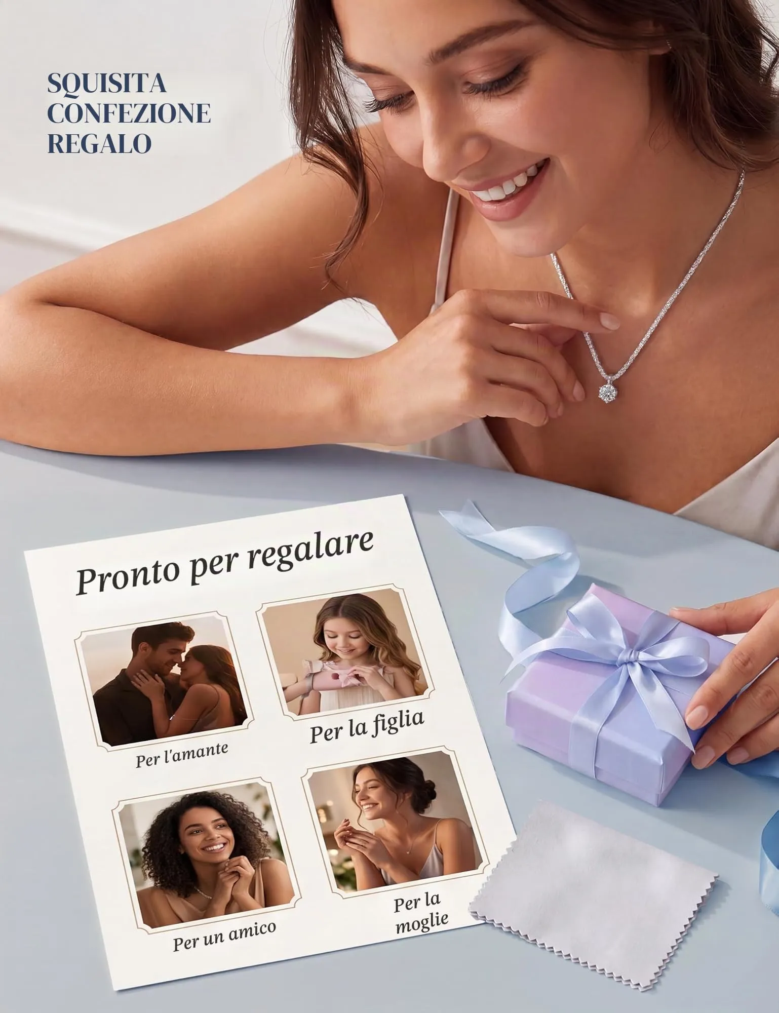 JeweBella Punto Luce Collana Placcato in Argento 925 Donna Ragazza - immagine 5