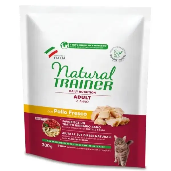 Natural Trainer Daily Nutrition Adult con Pollo Fresco 300 gr - Croccantini per gatti - immagine 1
