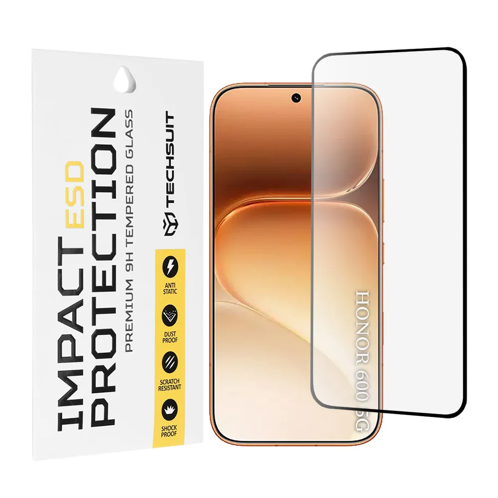 Pellicola protettiva per schermo Techsuit per Honor 600 Pro / 600, Vetro temperato, Full Glue, Nero - immagine 1