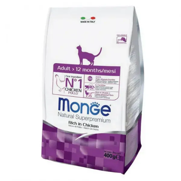 Monge Natural Superpremium Adult Cat Ricco in Pollo 400 gr - Croccantini per gatti - immagine 1