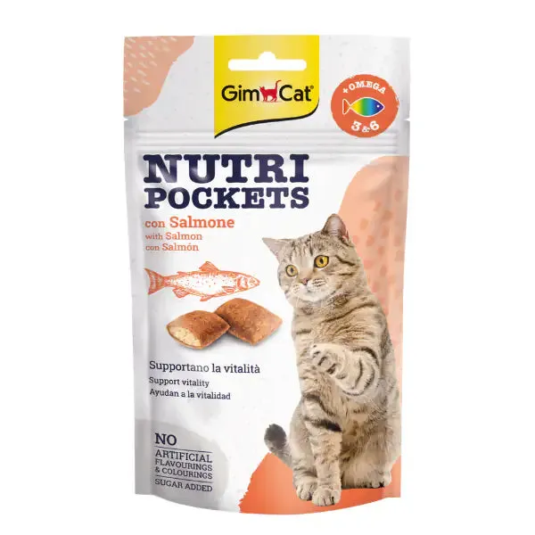 Gimcat Nutripockets 60 gr Salmone e omega - immagine 1