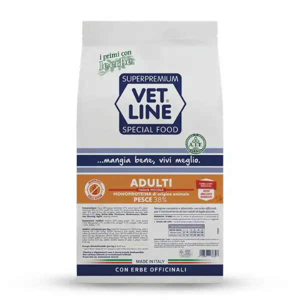 Vet Line Secco Monoproteico Cane Adult Taglia Piccola Pesce 3 kg - Crocchette monoproteiche cane - immagine 1