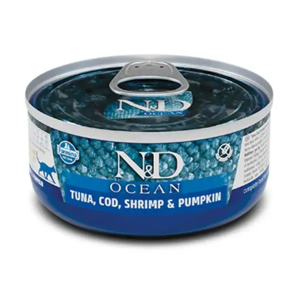 Farmina N&D Ocean Feline Umido 70 gr Merluzzo, gamberetti, tonno e zucca - confezione da 30 pezzi - Cibo umido per gatti - immagine 1