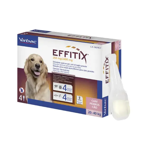 Virbac Effitix Spot-On Cani 4 pipette peso 20-40 kg - Antiparassitario per cani - immagine 1