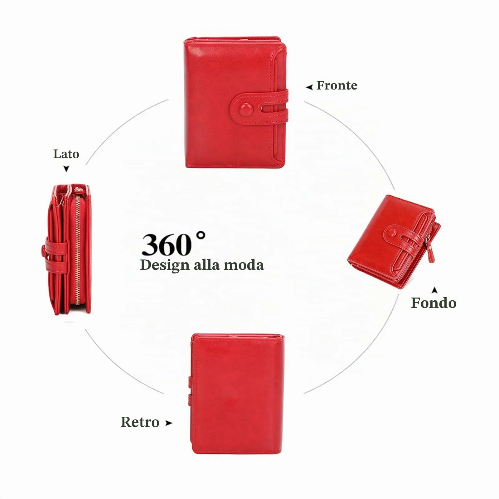 CHAOFANXI Portafoglio Donna Piccolo in Pelle da Donna, Portamonete Piccoli Bloccaggio RFID Corto Portamonete con 9 Scomparti per Carte con 2 Finestra di Identificazione e 1 grande tasca,Marrone - immagine 2