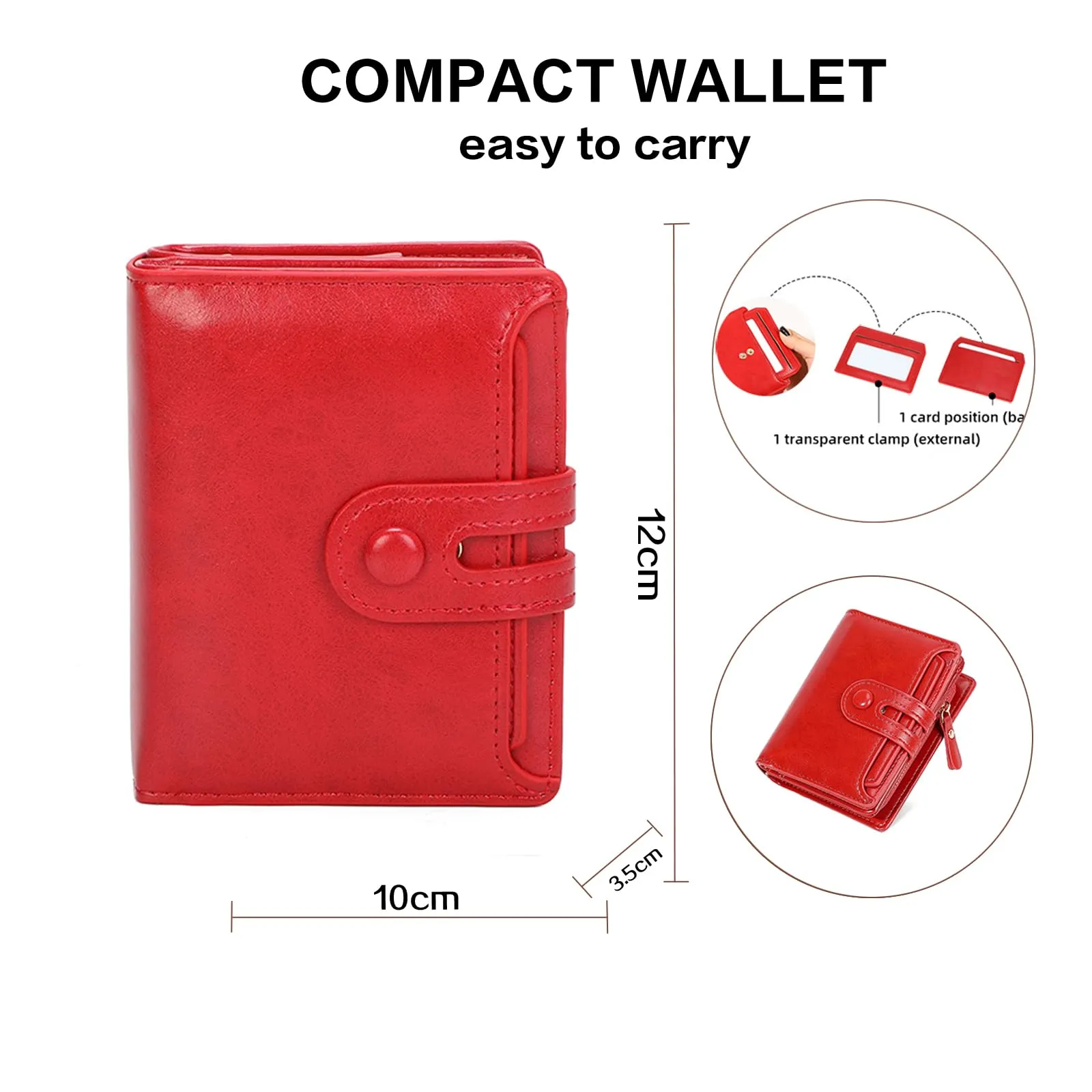 CHAOFANXI Portafoglio Donna Piccolo in Pelle da Donna, Portamonete Piccoli Bloccaggio RFID Corto Portamonete con 9 Scomparti per Carte con 2 Finestra di Identificazione e 1 grande tasca,Marrone - immagine 3