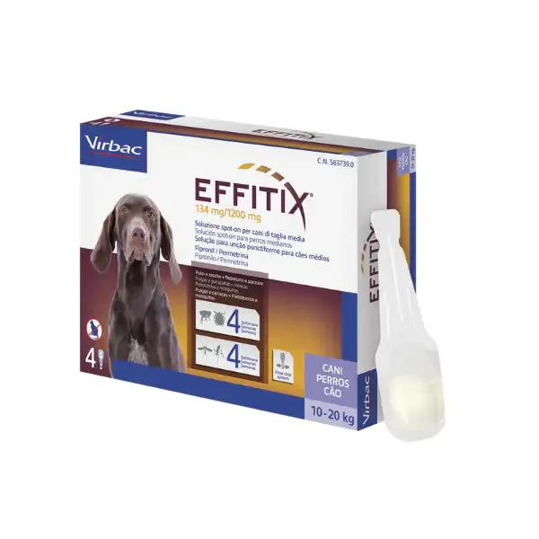 Virbac Effitix Spot-On Cani 4 pipette peso 10-20 kg - Antiparassitario per cani - immagine 1