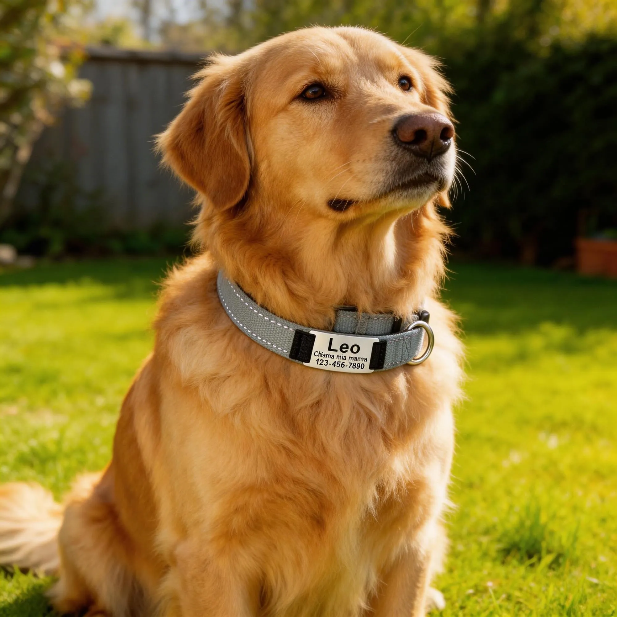 MENKËLL - Collare personalizzato per cani, gatti regolabile e riflettente, in nylon resistente, con incisione laser targhetta in metallo, nome, indirizzo, varie misure (ROSSO, L: 45-65cm) - immagine 5