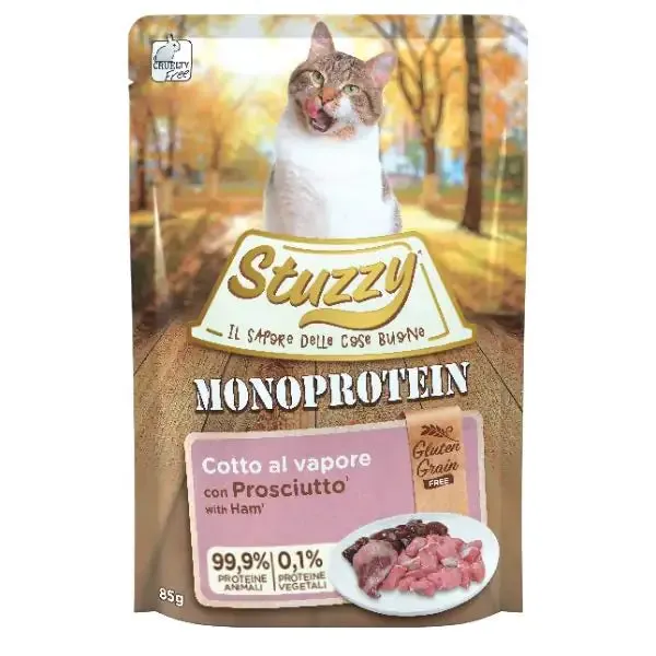 Stuzzy Cat Monoproteico Grain&Gluten Free 85 gr Prosciutto - confezione da 20 pezzi - immagine 1