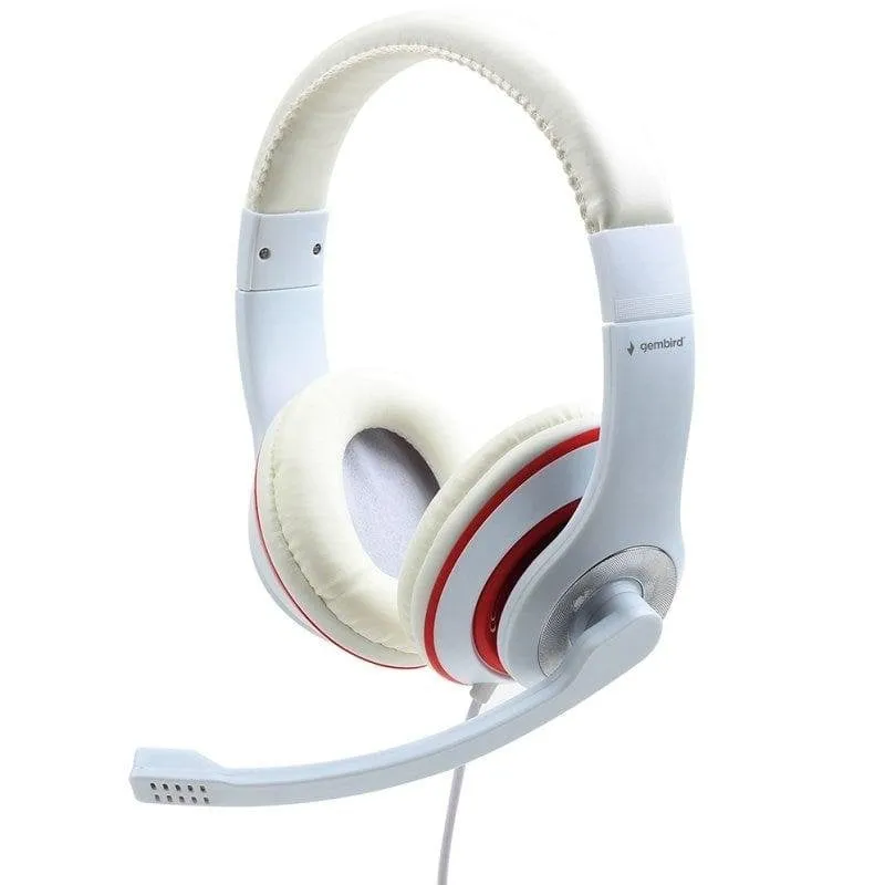 Gembird MHS-03-WTRD cuffia e auricolare Cablato A Padiglione Musica e Chiamate Rosso, Bianco - immagine 1