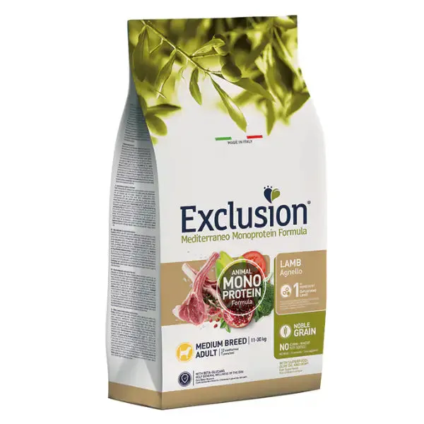 Exclusion Mediterraneo Adult Medium Breed Agnello 3 kg - Crocchette monoproteiche cane - immagine 1