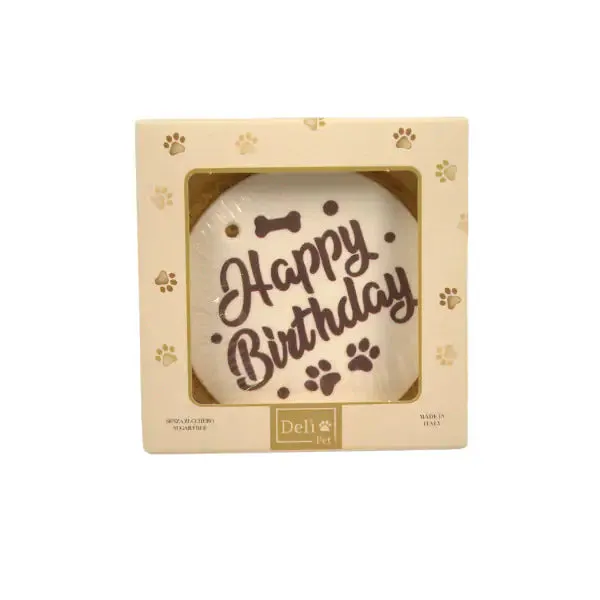 Delì Pet Torta di Compleanno Auguri Snack per cani Torta bianca - 200 gr - immagine 1